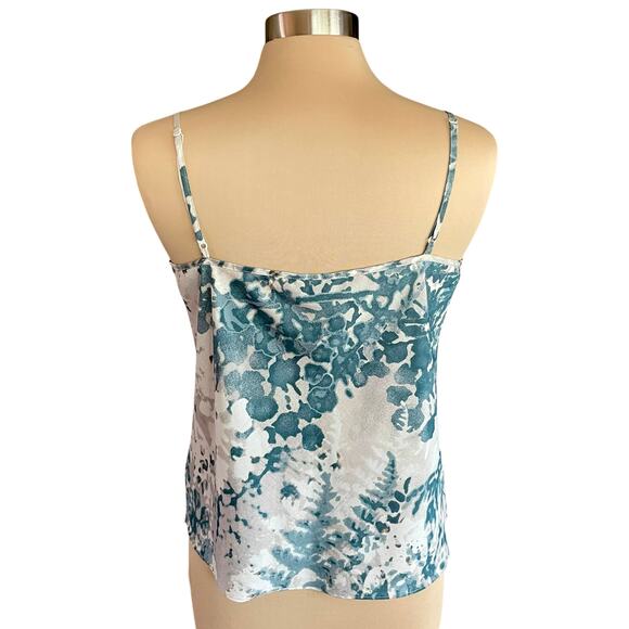 Talbots Teal Cream Gray Watercolor Marbled Print Cami Tank Sz 12 Layering Piece - Picture 4 of 7